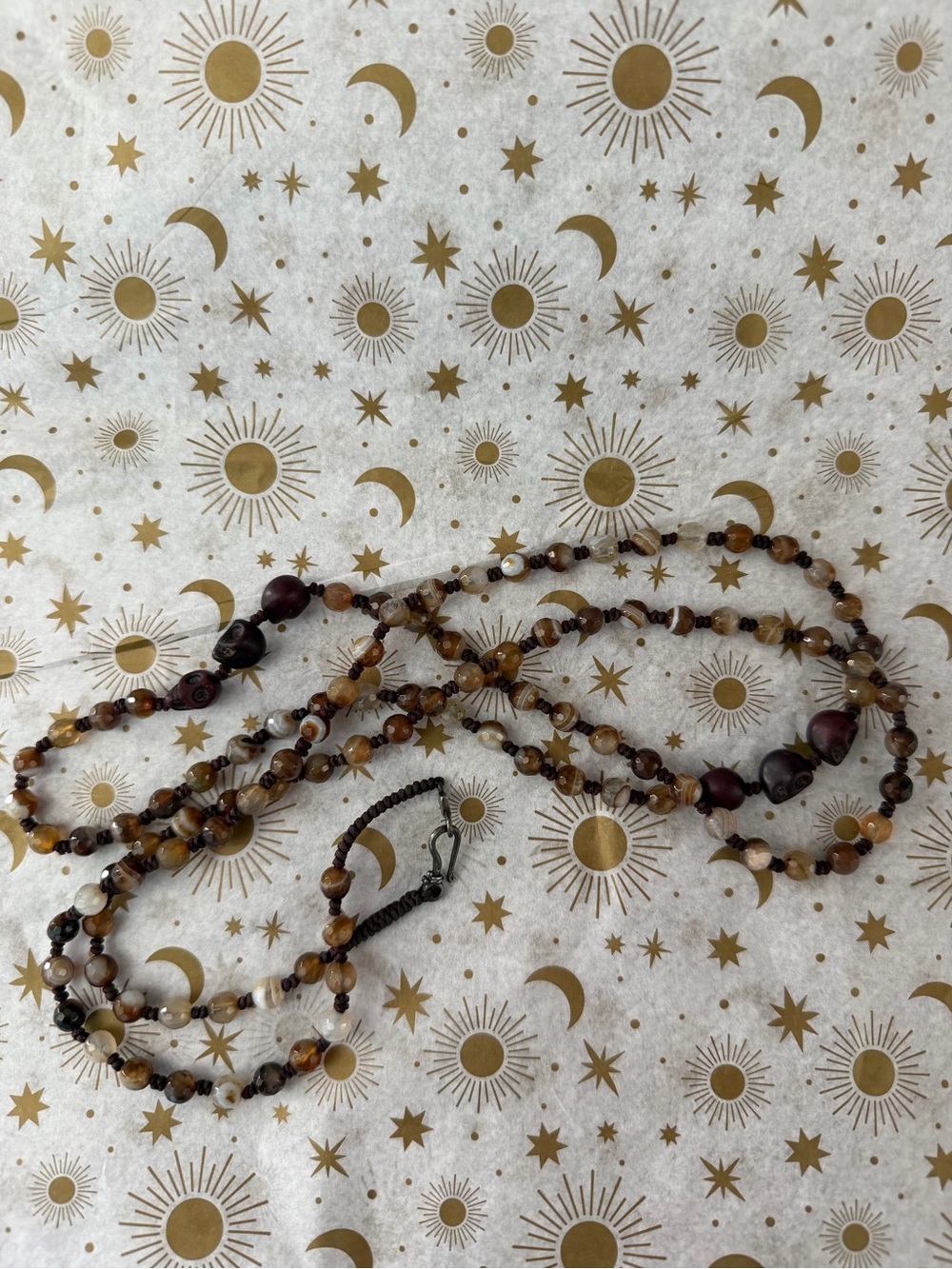 Chan Luu Brown and Cream Agate Bead Necklace - Picture 4 of 5